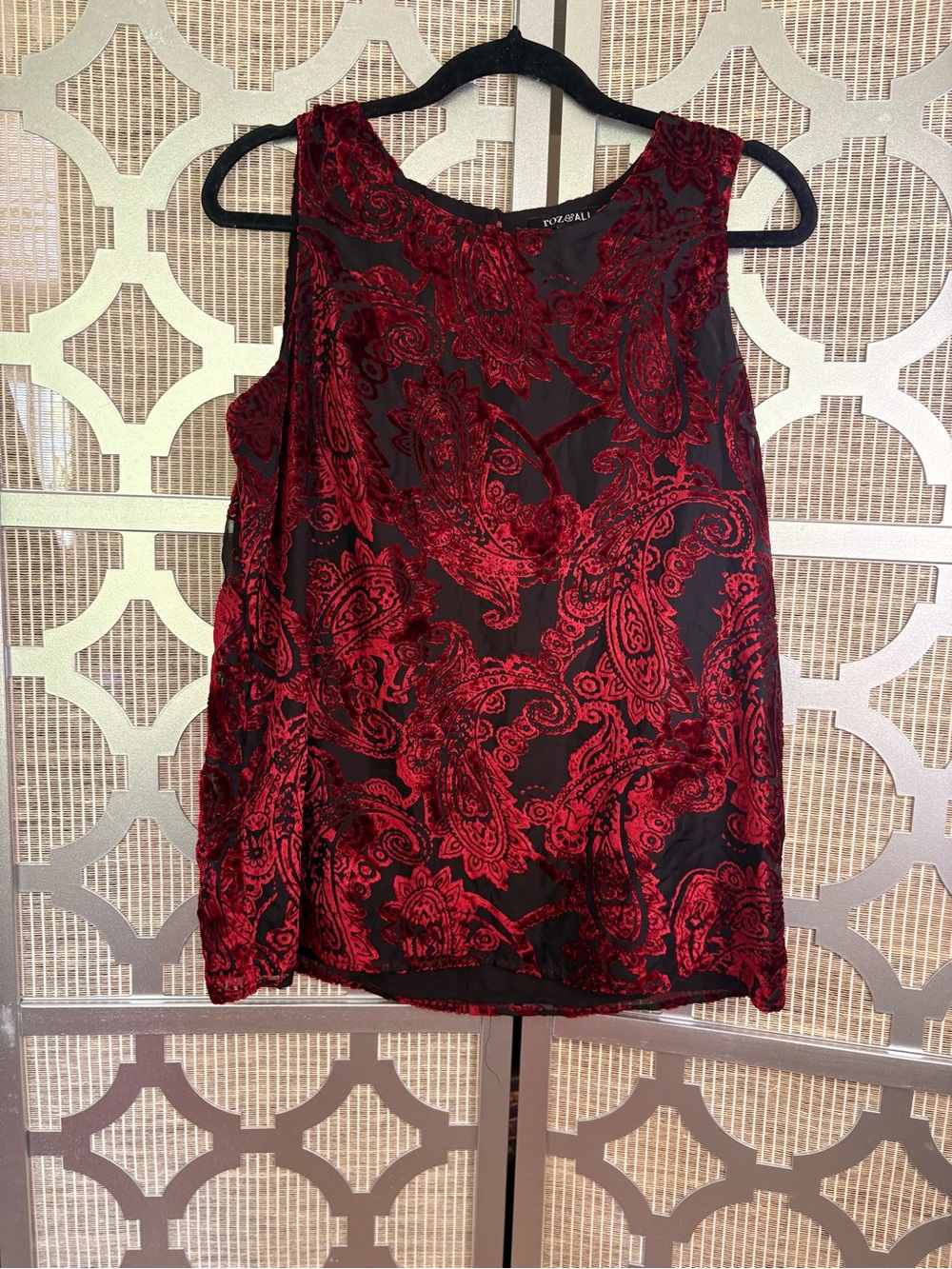 Roz & Ali Red and Black Paisley Burnout Tank